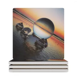 Table Mats Global Reflections Ceramic Coasters (Square) Eat Stand Cute Kitchen Supplies