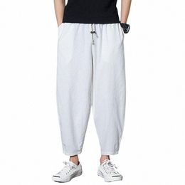 2024 Men harem Pants Cott linen Joggers Plus size Trousers Men Baggy Loose Casual vintage black white khaki Pants M-6XL 7XL k18q#