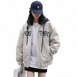 chic VEN Women Jackets Loose Casual Thick New BF Style Hooded Embroidered Cott Baseball Girl Padded Coat Autumn Winter 2023 O5gg#