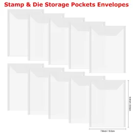 Storage Bags 10pcs/set 7.6x9.4inch Stamp & Die Pockets Envelopes Plastic For Dies Stamps Cardstock Paper Organiser Holders 2024