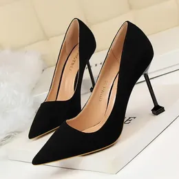 Dress Shoes Women 9.5cm High Heels Pumps Lady Stiletto Wedding Bridal Purple Nightclub Green Office Party Quality