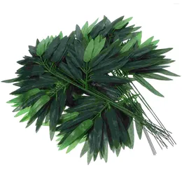 Decorative Flowers 50 Pcs Artificial Plants Leaves Leaf Bamboo For Crafts Artifical Fake