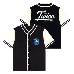 Men's T Shirts Kpop Twice Tzuyu Merch 5th World Tour Baseball Jersey Top 3D V-Neck Short Sleeve Streetwear Men Women Fashion Shirt