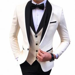 new Wedding Evening Dr 3Pieces Jacket+Pants+Vest Men Suit Set Fi Slim Fit Party Casual Male Blazer Luxury Homme Costume B1NQ#