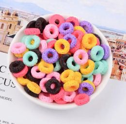 Miniatures 100pcs/lot Cartoon Cute Kawaii Doughnut Flat Back Resin Scrapbook DIY Wedding Jewellery Decoration Accessories