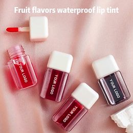 Private Label 4ml Jelly Tint Custom Bulk Pink Gloss Small Square Tube Mosturizer Waterproof Fruit Flavour Makeup Customised Logo Lip Gloss