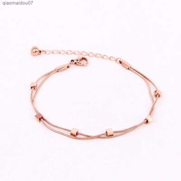 Anklets Newly designed double snake bone chain with 6 cubic ankles stainless steel and gold ankles wholesale of gifts and Jewellery for women and girlsL2403