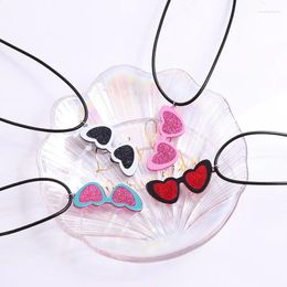 Chains Colorful Creative Heart Sunglasses Pendant Acrylic Necklace For Women Girls Simple Delicate Shaped Geometric