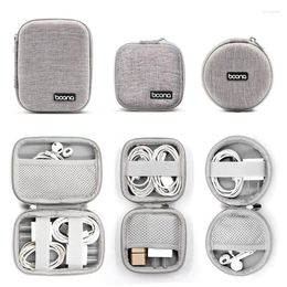 Storage Bags Small Oval Earphone Hard Shell Data Cable Organizer Bag Mini Tech Gadgets Portable Case Charger U Disk Zipper Pouch