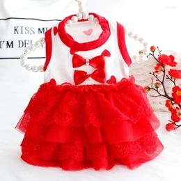 Dog Apparel Red Pink Colours Dresses For Dogs Wedding Pet Clothes Summer Thin Cat Princess Dress