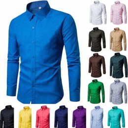 2023 New Men Dr Shirt Lg Sleeve Slim Fit Man Shirts Designer High Quality Solid Male Clothing Fit Busin Shirts No Pocket c6pf#