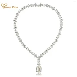 Pendants Wong Rain Luxury 925 Sterling Silver VVS 3EX 50 CT Emerald Cut Simulated Moissanite Gemstone Pendant Necklace Fine Jewellery