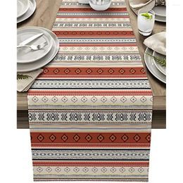 Table Cloth Western Boho Stripes Linen Runners Wedding Decorations Washable Farmhouse For Dining Home Decor