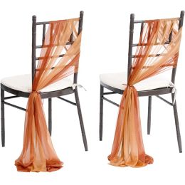 Sashes 10 sets Chair Sashes Bow Knot Band Chiffon Yarn Chair Design Outdoor Wedding Party Events Hotel Banquet Decoration Chair Sash