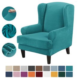 Chair Covers Wing Slipcovers 2Pieces/set Velvet Spandex Wingback Sofa Slipcover Solid Color Furniture Protector