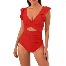 Women's Swimwear One-Piece Sexy Bikini Fashion Solid Colour With Bra Pads Without Steel Support Swimming Costume Fashionable