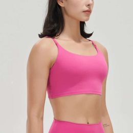 Lu Align Yoga Tanks Fitness Shock proof Sports Bra With Chest Pad Sexy Thin Belt Back Vest Half Suspender Running Training Underwear Lemon Sports 2024