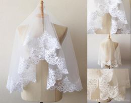 VVelos de Noiva Short One Layer Lace Edge White Ivory Wedding Veil Tulle Bridal Veil Cheap Wedding Accessories Voile Mariage CPA219605766