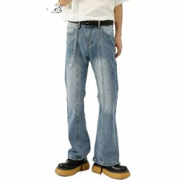 ins Fi Straight Mens Jeans Full Length Y2k Wide Leg Trousers Four Seass Loose Simple Distred W Micro Flare Pants 60fA#