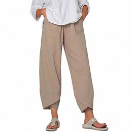 oversized Womens Solid Cott Linen Pockets Baggy Casual Harem Pants Ladies Summer Classic Ankle-Length Trousers Plus Size 2023 l2lU#