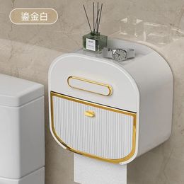 push Paper roll holder Toilet tissue box wall mounted roll paper box toilet storage rack large waterproof toilet paper box 240318