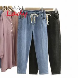 high Waisted Jeans Woman Large Size Baggy Jeans for Women Mom Jeans Denim Harem Pants XL-4XL Blue trousers N1ji#