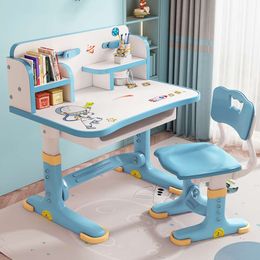 1set and Adjustable Height, School Widened Desktop Multi Separation, Desk & Chair Set Cartoon Pattern with Drawer