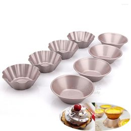 Baking Moulds 4pcs 2 Style 3 Inch Flat Wavy Round Bowl Shape Nonstick Carbon Steel Egg Tart Coconut Cake Mold Dessert Holder DIY Bakery