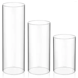 Candle Holders 3 Pcs Clear Ornaments Shade Open Ended Tube Shades Cover Bottomless Transparent Holder Glass Supply