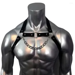 Men's Body Shapers Man's Leather Punk Chest Straps Harness Belt Adjustabl Goth Dance Carnivals Party Costume Accessorys X4YC