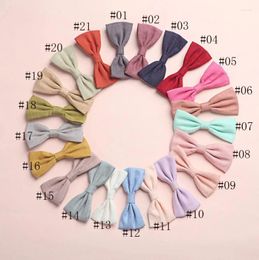 Hair Accessories 24Pcs/Lot 3.3" Solid Cotton Bows Baby Hairclip Girls Fabric Bow HairGrips Headband Kid Hairtie