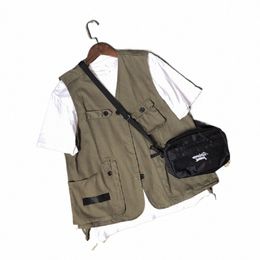 vests Men New Arrival Sleevel Outwear Summer Korean Style Loose Trendy Cargo Design Fi Streetwear Ins Harajuku Clothing T80o#