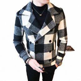4xl 5XL Brand Clothing Men High Quality Leisure Plaid Woolen Cloth Jackets/Male Slim Fit Winter Keep Warm Woolen Cloth Coats 1630#