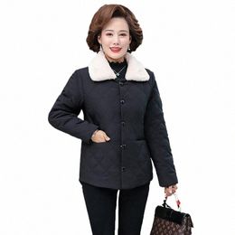 women's Coat 2022 New Winter Coat Middle-aged Elderly Mom Single-Breasted Add Veet Down Cott Short Jacket Overcoat 4xl 5XL K3wr#