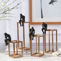 Accessories Home Decoration Accessories Thinker Rodin Sculpture Gold Stainless Steel Frame Desk Decoration Crafts Figurines Miniatures