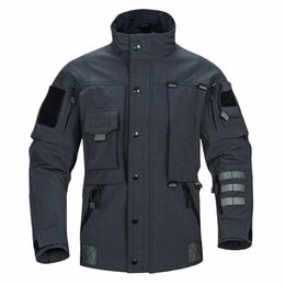 soft Shell Tactical Jackets Men Waterproof Multifunctial Pocket Motorcycle Jacket Wear-resistant Combat Outwear Male Black New a3YA#