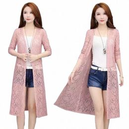 Novo verão rendas protetor solar cardigan fi feminino casaco fino de comprimento médio com saia combinando top malha xale casual senhora cardigan t0ly #