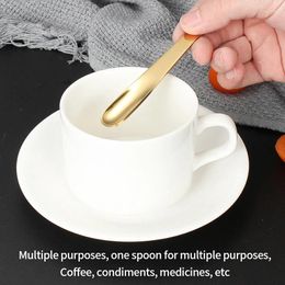 Coffee Scoops 1pcs Creative Small Medicinal Ladle Spoon Stainless Steel Flat Spoons For Dessert Scoop Bar Ice Cream Kitchen Tableware