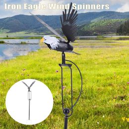 Garden Decorations Wing Flapping Eagle Pinwheel Iron Metal Wind Spinners Lawn Ornaments Crafts Art Decor For Outdoor Courtyard