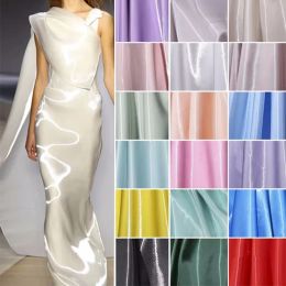 Fabric Reflective Fabric Liquid Satin Glossy By The Meter for Clothes Dresses Diy Hanfu Sewing Designer Smooth Silky Cloth Drape Summer