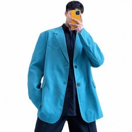 men Vintage Fi Loose Casual Suit Blazers Jacket Japan Korea Streetwear Hip Hop Retro Suit Coat Male 97WB#