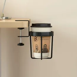 Hooks Desk Side Cup Holder Iron Fixed Storage Rack For Tea Coffee Ins Office Sofa Shelf Hanger Organiser