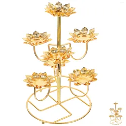 Candle Holders Ghee Lamp Holder Creative Candlestick Stand Metal Temple Candleholder Lotus Rack Home Items