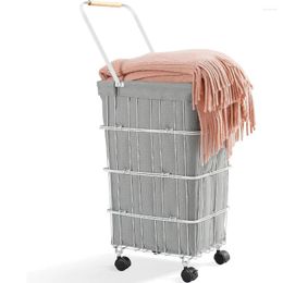 Laundry Bags Rolling Hamper Large Basket With Handle Metal Frame Clothes For Bedrooms Tall Bin