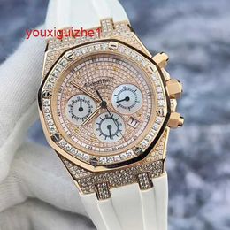 AP Sports Wrist Watch Royal Oak Series 26022OR Full Sky Star with Diamond 18K Rose Gold Material Automatic Mechanical Watch Mens Timing Function