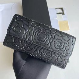 Designer Ladies Short Money Folding flowers Pure cowhide letter Bag Long multi-card box Card holder Double folding wallet check