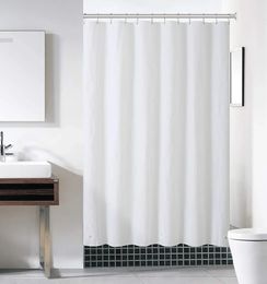 Heavy Duty Solid Shower Curtain Fabric Waterproof Bathroom Long Stall Size 230CM Black White Grey Brown Blue Colour 240328