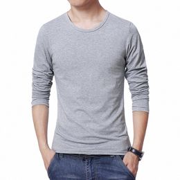 mens Basic Breathable Solid Color O Neck Lg Sleeve T-Shirts Casual Slim Fit Tees Male Clothing Tops T Shirt t64b#