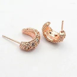 Stud Earrings Trendy Rose Gold Colour CZ Crystal Simple Party Jewellery Wholesale For Women Girls Gift Drop