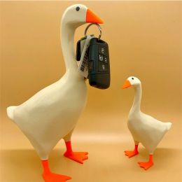 Miniatures Home Decoration Magnetic Goose Key Holder Duck Magnetic Suction Statue Standing Storage Rack Suction Key Scissors Resin Crafts